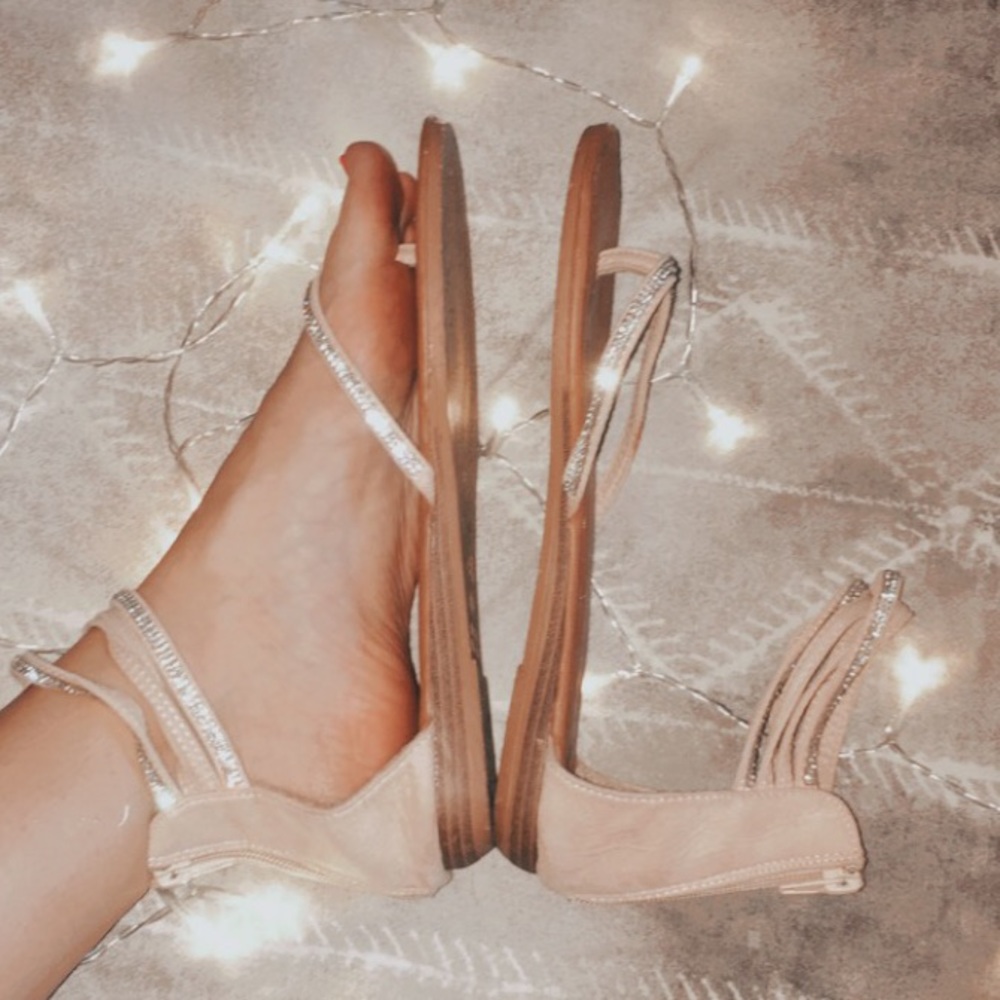 Sparkly Strappy Zip-Up Light Pink Sandals - Picture 3 of 3